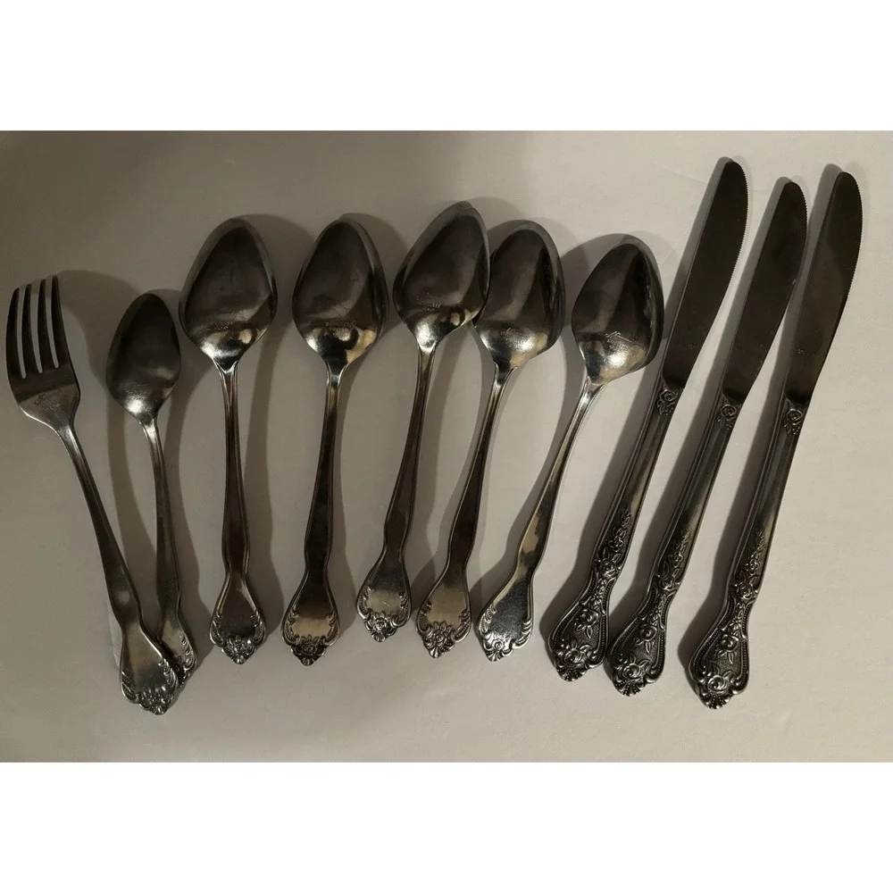 10 Piece Set Normandy Stainless Japan Floral Flatware 10‎ Piece Lot
